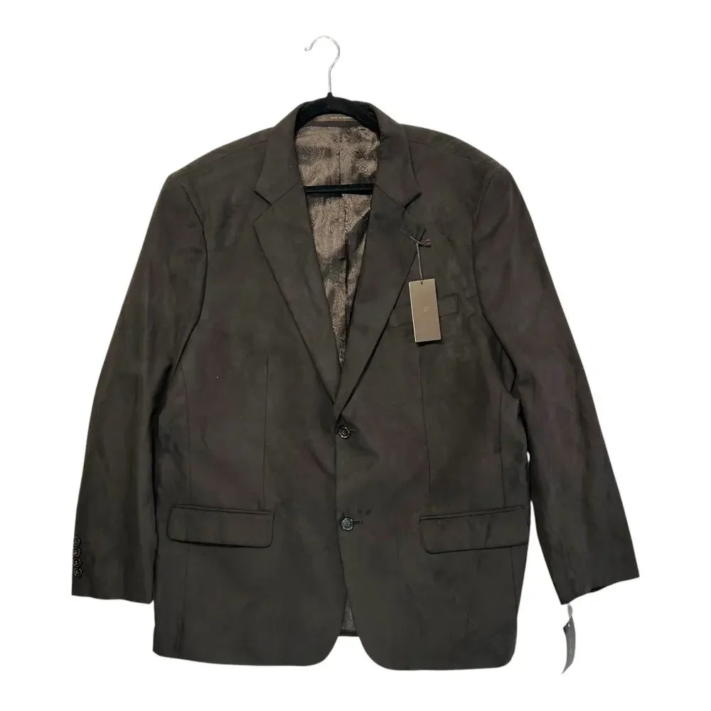 Tasso Elba Microsuede Sport Coat NWT Men's Sz XL Brown Old Money Dark Academia